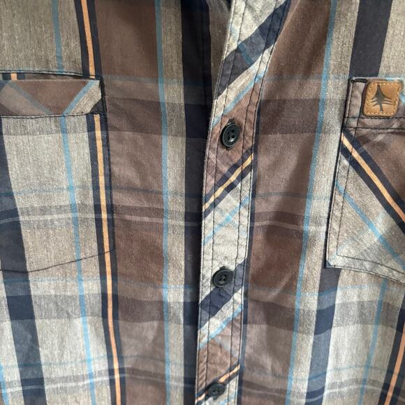 HippyTree Nomad Division Men's Brown Plaid Button Up Size Large - Picture 3 of 6